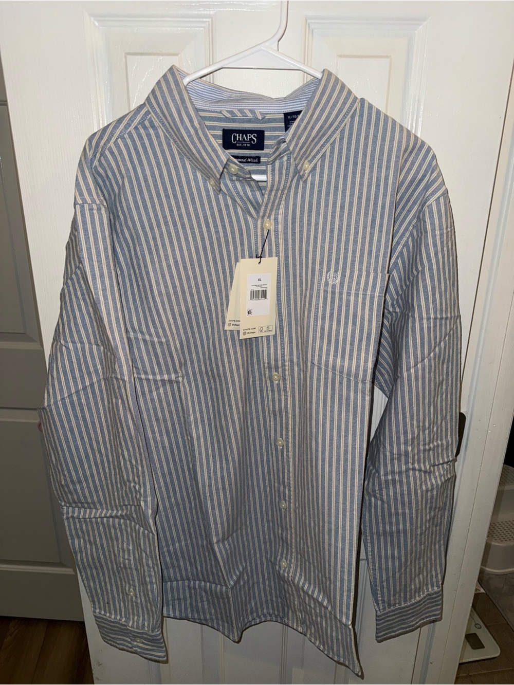 Chaps Men’s Blue & White Striped Button-Down Shirt